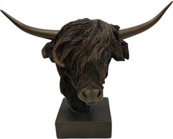Decoratie Beeld Schotse Hooglander maat M op voet - Bruin 30x15x24 cm - Countryfield