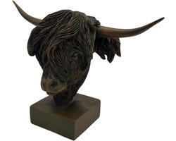 Decoratie Beeld Schotse Hooglander maat S op voet - Bruin 20x10x16 cm - Countryfield