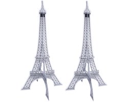 Decoratie Eiffeltoren - 2x - 40 cm - papier - brandvertragend - Frankijk versiering - Franse feestdecoratie - Frans themafeest