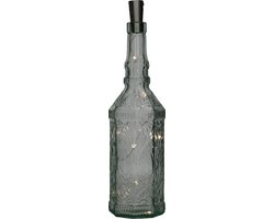 Decoratie fles - transparant - met kurk verlichting - 29,5 cm - glas - woonaccessoires