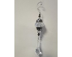 Decoratie - Hanger - Ibiza - Kristal - oud Zilver - Sfeervol - Lengte 23cm - Breed 4cm - Hand gemaakt.