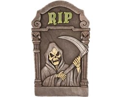 Decoratie horror thema grafsteen Magere Hein RIP 60 cm - Halloween tuinversiering