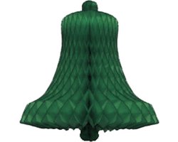 Decoratie kerstklok - groen - 36 cm - honinggraat papier - decoratie bel/klok
