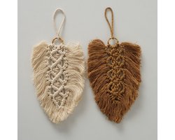 Decoratie kleed - Hanger - Ibiza - Hand made - 2 set - 25cm - Bruin - Créme