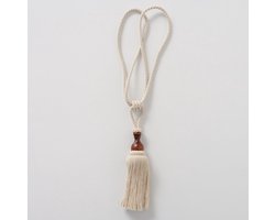 Decoratie Kwast - Ibiza - Beige - Hanger - 60x9x3cm. -Pine (Pinus spp.), Mango (Mangifera indica), Cotton - Sfeervol - Hand gemaakt.