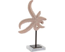 DECORATIE | ORNAMENT OP VOET | DECORATIE WOONKAMER | DECORATIEVE ACCESSOIRES | SCULPTUUR | HARS RESIN MARMER | ROZE WIT | 20.5x8x31.5CM.