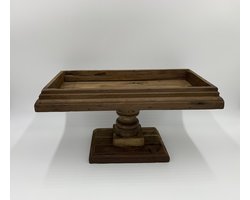 Decoratie plateau etagère hout op voet groot 26,5 x 15 cm bruin | 445439 | Home Sweet Home | Stoer & Sober Woonstijl