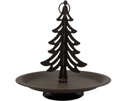 Decoratie plateau etagère kerst bruin op voet metaal 34 x 31 cm | 813091 | Home Sweet Home | Stoer & Sober Woonstijl