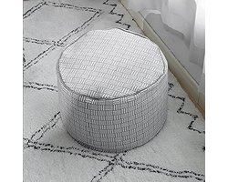 Decoratie Poef Cover - Voetkruk Hoes Ottomaanse Cover - Woonkamer Aankleden - Katoen Geweven Textuur - 40x40x25cm - Grijze Strepen
