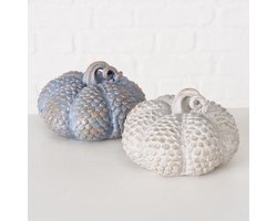 Decoratie - Pompoen - 2 set - Polyserin - Blauw - Wit - Goud - 13x9cm