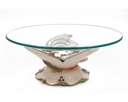 Decoratie Schaal - Glas - Roze Met Groen - Ø32cm