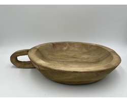 Decoratie schaal hout met oor / handvat rond bruin 47 x 37,5 | 827897 | Home Sweet Home | Stoer & Sober Woonstijl