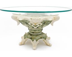 Decoratie Schaal Met Glas - Groen Met Wit - Ø32cm