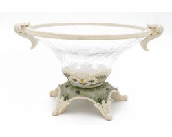 Decoratie Schaal - Wit Met Groen - Ø25.5cm