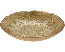 Decoratie schaal/fruitschaal - goud - glas - D40 x H7 cm - rond - kerst