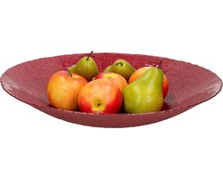 Decoratie schaal/fruitschaal - rood - glas - D40 cm - rond