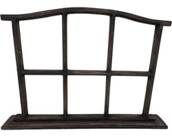 Decoratie stalraam oud kozijn hout op voet 68 x 47 cm cm bruin grijs geschuurd old look | 478436 | Home Sweet Home | Stoer & Sober Woonstijl