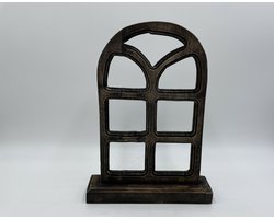 Decoratie stalraam oud kozijn hout op voet middel 38 x 30 cm grijs geschuurd old look | 65321 | Home Sweet Home | Stoer & Sober Woonstijl