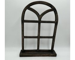 Decoratie stalraam oud kozijn hout op voet middel 48 x 34 cm bruin grijs geschuurd old look | 70092 | Home Sweet Home | Stoer & Sober Woonstijl