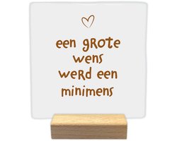 Decoratie tegel met tekst- Een grote wens - keramisch - 10x10 cm - inclusief houder