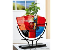 Decoratie vaas Oranger - 11x45x49 - incl standaard kleur oranje blauw