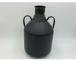 Decoratie vaas pot ijzer met 2 handvatten antiek zwart 36x20cm | 59044 | Home Sweet Home | Stoer & Sober Woonstijl