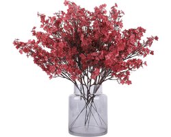Decoratie - Versiering 12 stuks Gypsophila kunstbloemen voor doe-het-zelf bruiloft boeket party tafel centerpieces bloemstukken en thuis herfstdecoratie - karmijn