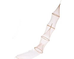 Decoratie visnet/vissers fuik met 4 ringen 120 cm - Maritieme woonaccessoires - Visfuiken