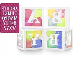Decoratie voor Baby Shower voor Jongens, Transparante Ballon Dozen met Letters, Witte Ballonnen voor Feestjes en DIY Projecten