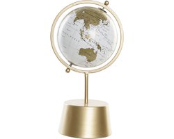 Decoratie wereldbol/globe goud op metalen voet/standaard 35 x 19 cm - Landen/continenten topografie
