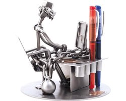 Decoratief Beeld - Beeldje Workaholic Moeren En Bouten - Metaal - Hinz & Kunst - Zilver - 13 X 17 Cm