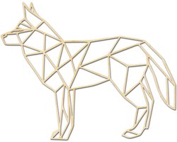 Decoratief Beeld - Geometrische Wolf/hond Dieren - Hout - Hout-kado - 55 X 43 Cm