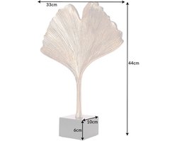 Decoratief beeld GINKGO LEAF 44cm goud handgemaakt metaal met marmeren voet - 41785