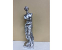 Decoratief beeld Vrouwentorso - Zilver - hoogte 28x8x8cm - Polyresin - Woonaccessoires - Decoratieve beelden