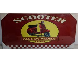 Decoratief Canvas Wanddeco - Retro Scooter - 25 x 50 cm