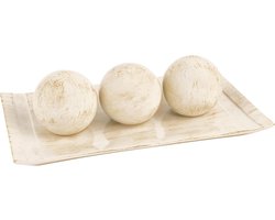 Decoratief Dienblad en Bollen Set - Tafeldecoratie Set - Woonkamer Decoreren - Hoogwaardig Hars Materiaal - Dienblad 30x17cm Bollen 7.5cm