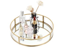 Decoratief Dienblad - Luxe Design - 1 stuk - Glas en Metaal - 24,5cm x 5cm