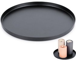 Decoratief Dienblad Metaal Zwart 21,5 cm - Kaarsenplateau - Kaarsenbord - Bord voor Kaarsen