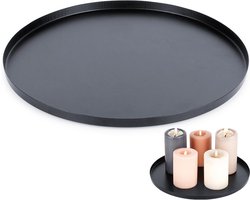 Decoratief Dienblad Metaal Zwart 30 cm - Kaarsenplateau - Kaarsenbord - Bord voor Kaarsen