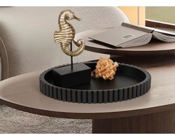Decoratief Dienblad Zwart – Rond Serveerblad – Tafel Organizer – Stijlvol Dienblad voor Woonkamer, Keuken & Eettafel