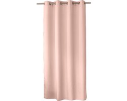 Decoratief gordijn met zilverkleurige ringen, 120x150 cm, roze, 100% polyester, satijn, basiscollectie