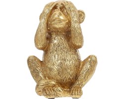 Decoratief Gouden Apenbeeldje - Zien, Horen, Zwijgen - Tuin & Tafeldecoratie