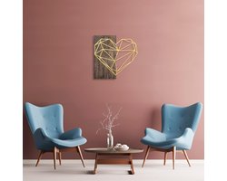 Decoratief houten wandaccessoire - unieke stijl - 1 stuk - walnoot en goud - 58x58 cm