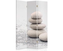 Decoratief Kamerscherm - Ruimteverdeler Kamerverdeler - Interieur Styling - Eenzijdig Bedrukt Canvas - 150x150cm 3-delig - Zen Steen Beige
