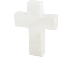 Decoratief Kruis - Wanddecoratie - Woonkamer Aankleden - Massief Marmer - 15 x 11 cm - Wit