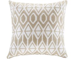 Decoratief Kussen - Bankkussen Lumbaal - Ruimte Aankleden - Geometrisch Borduurwerk - 48 x 45 cm - Taupe