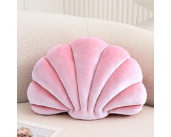 Decoratief kussen in de vorm van een schelp - Kussen in de vorm van een schelp - Zacht fluwelen kussen - Decoratief kussen in de vorm van een oceaan - Kussen voor slaapbank - Roze - 34*25cm