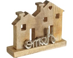 Decoratief object - Houten huisjes - Woonkamer inrichten - Handgemaakt uniek stuk - 20 cm breed - Zilver