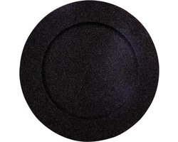 Decoratief onder Bord - presentatie Bord - Zwart met glitters - diameter 33 cm - 2 stuks
