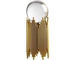 Decoratief Ornament - Kristallen Bol - Woonkamer Decoratie - Met Gouden Standaard - 8.5 x 22.5 cm - Goud
